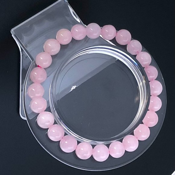 Rose Quartz Natural Stone Beads Stretchable Bracelet 7" - 8mm Beads - Best gift - Picture 5 of 5